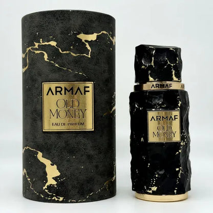 Armaf Old Money bottle with cylindrical presentation box