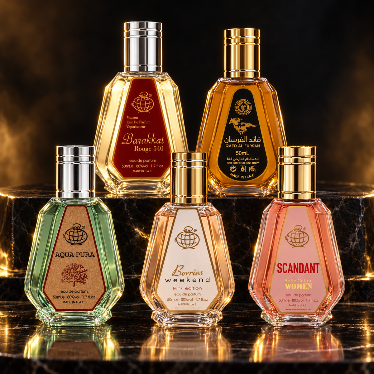 For You Mini Wardrobe with Aqua Pura, Berries Weekend, Scandant, Barakkat Rouge 540 and Qaed Al Fursan