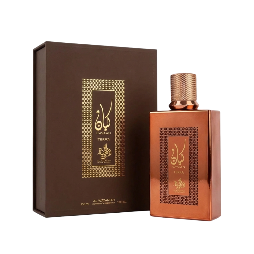 Kayaan Terra by Al Wataniah 100ml Eau de Parfum bottle and box