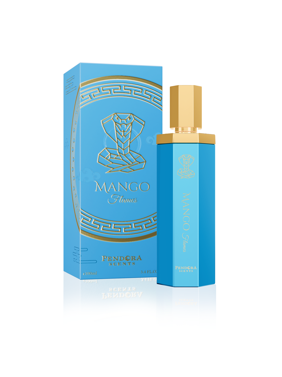 Mango Flames by Pendora Scents – 100ml Eau de Parfum bottle and packaging on white background