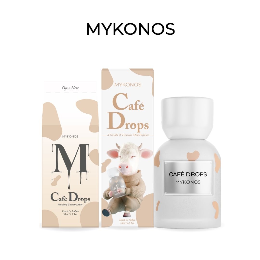 Mykonos Café Drops 50ml Extrait de Parfum bottle and box
