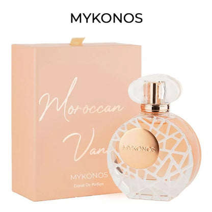 Mykonos Moroccan Vanilla 100ml Extrait de Parfum bottle and box