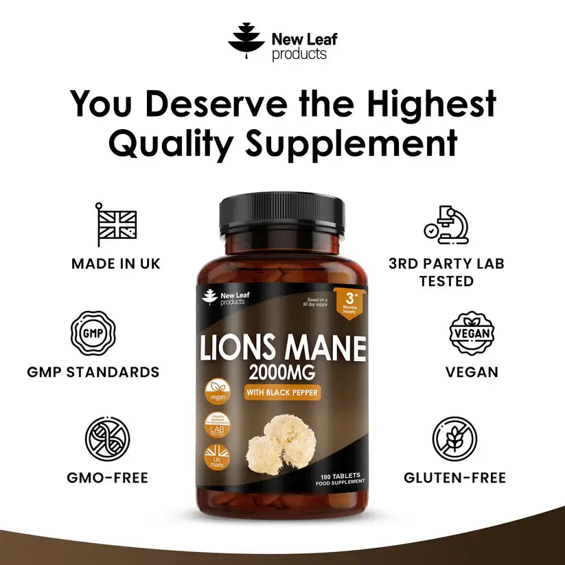 New Leaf - Lions Mane Mushroom 2000mg - Supplement