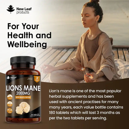 New Leaf - Lions Mane Mushroom 2000mg - Supplement