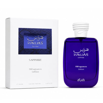 Hawas Sapphire by Rasasi 100ml bottle and box