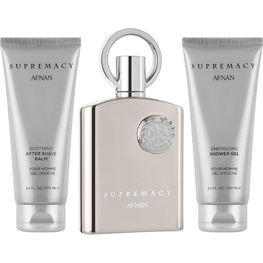 Supremacy Silver Gift Set By Afnan – 3 Piece Set Dubai Perfume – Dapper Industries