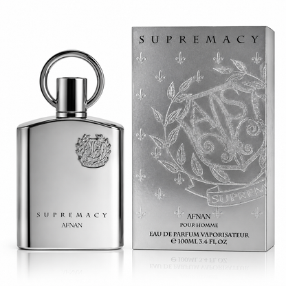 Afnan Supremacy Silver Pour Homme 100ml perfume bottle and box