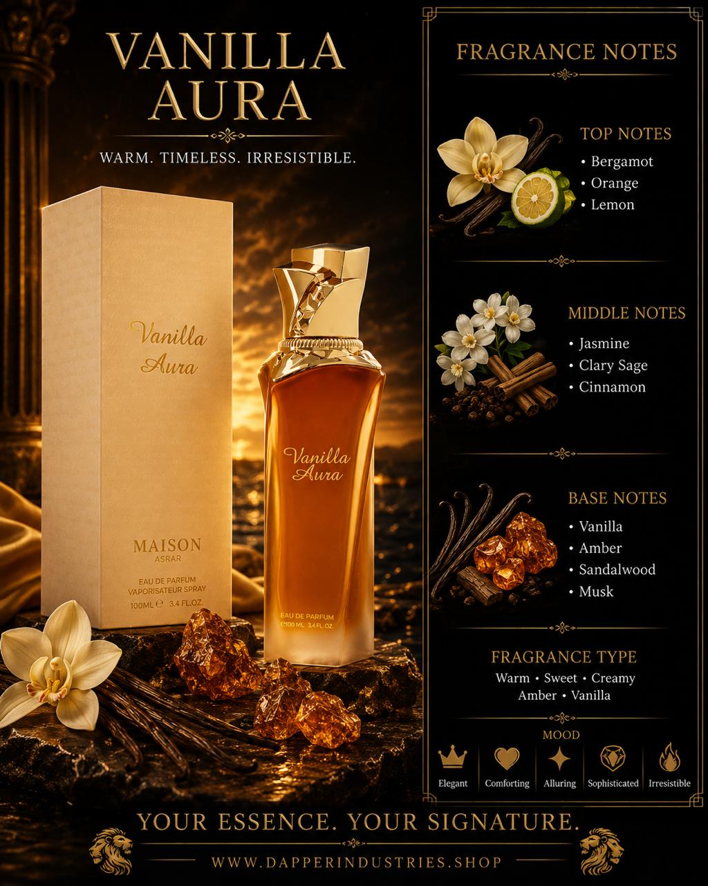 Vanilla Aura Maison Asrar – 100ml Dubai Perfume – Dapper Industries